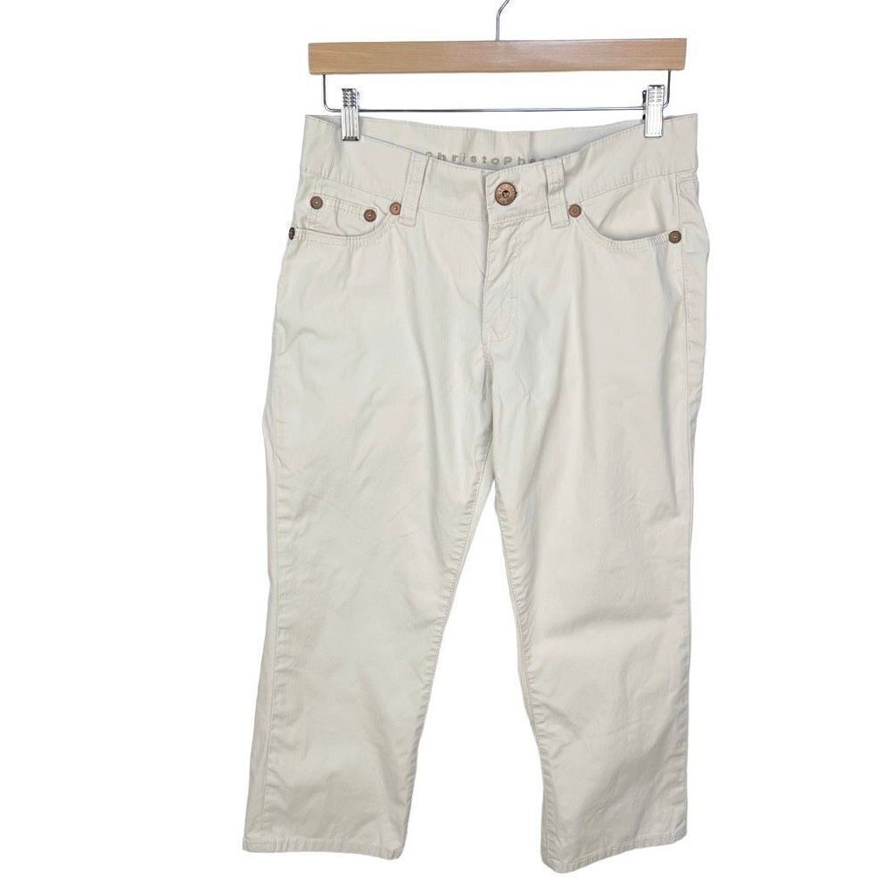 Christopher Blue Cropped Straight Leg Pants Capri pale khaki women’s size 10